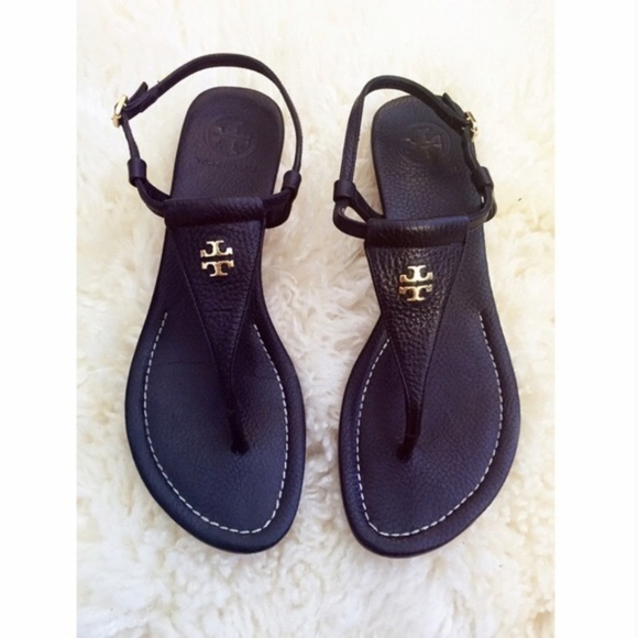 Tory Burch Shoes - Tory Burch Pebbled Britton Wedge Thong Sandals 8